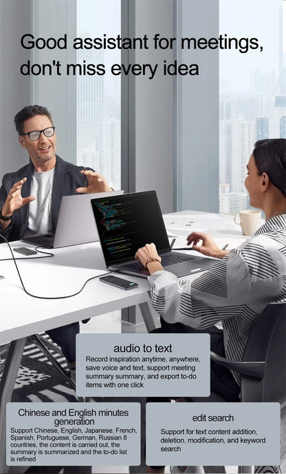New AI Intelligent Translator Bluetooth Smart Glasses Men 163 Language AI Automatic Dialogue Translation Bluetooth Glasses Women