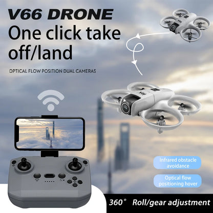 V66 Drone 4K Profesional Dual Camera Headless Mode Obstacle Avoidance WiFi FPV Dron 360° Flip RC Quadcopter Toys for Kids