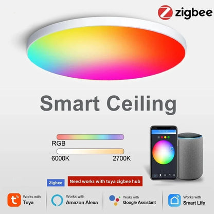 Zigbee 3.0 Ceiling Light Wifi RGB Remote Control APP Alexa Google Voice Dimmable Living Room Bedroom Home LED Smart Ceiling Lamp