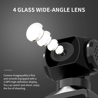 Pocket 4K Ultra HD Action Camera 270° Rotatable Vlog Wifi Mini Sports Cam Waterproof Case Helmet Travel Bicycle Driver Recorder