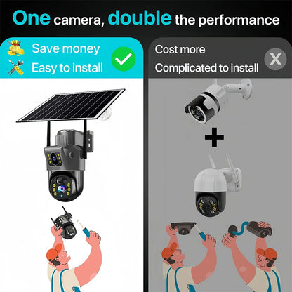 Solar Camera Outdoor 8MP 4K Dual Screen WIFI IP Monitor IP66 PIR Human Detection Security Video CCTV Surveillance Camera V380Pro