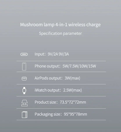 4 in 1 Magnetic Night Light Wireless Charger Stand For iPhone 16 15 14 13 12 Apple Watch 9 8 Airpods Pro Fast Charging Station