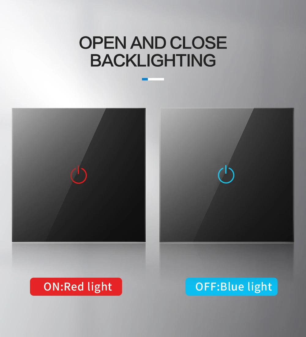 Wall Touch Switch 220V EU Standard Tempered Crystal Glass Panel Power 1/2/3 Gang Sensor Switches Waterproof 86 Interruptor