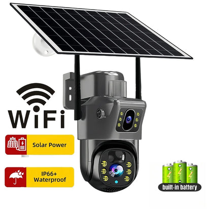 Solar Camera Outdoor 8MP 4K Dual Screen WIFI IP Monitor IP66 PIR Human Detection Security Video CCTV Surveillance Camera V380Pro