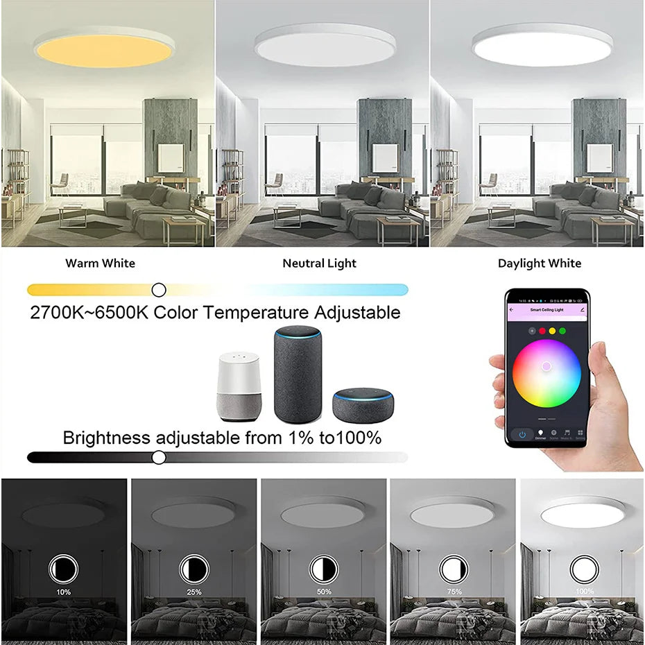 Zigbee 3.0 Ceiling Light Wifi RGB Remote Control APP Alexa Google Voice Dimmable Living Room Bedroom Home LED Smart Ceiling Lamp