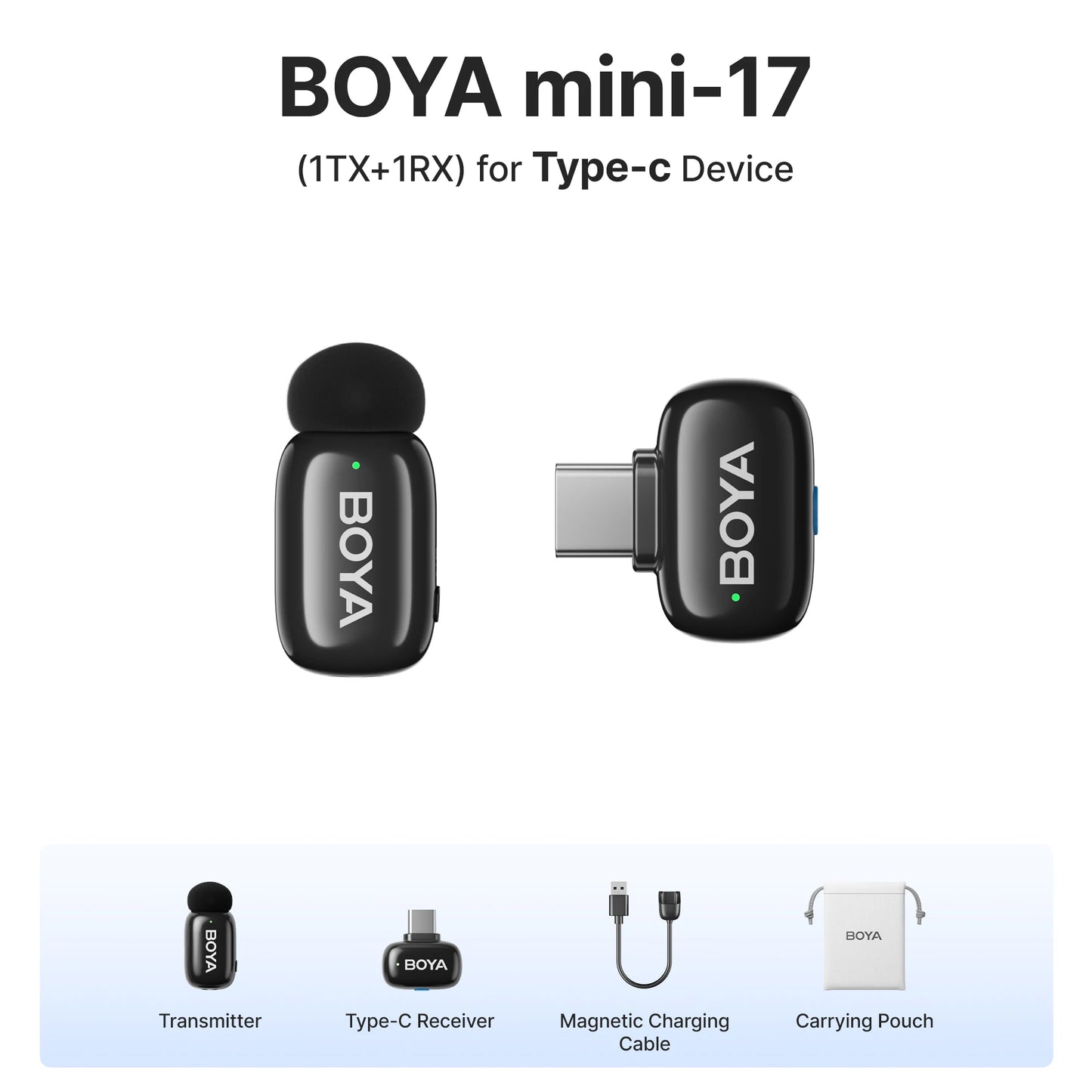 Mini Wireless Lavalier Microphone for iPhone 15/16 Android Phone USB-C Devices for Live Streaming Video Recording Vlog