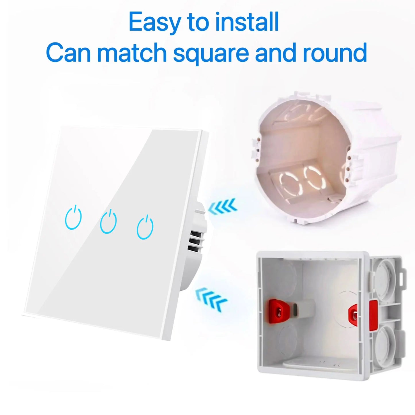 Wall Touch Switch 220V EU Standard Tempered Crystal Glass Panel Power 1/2/3 Gang Sensor Switches Waterproof 86 Interruptor