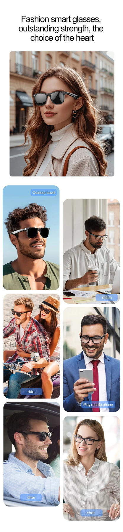 New AI Intelligent Translator Bluetooth Smart Glasses Men 163 Language AI Automatic Dialogue Translation Bluetooth Glasses Women