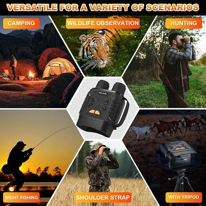 Night Vision Binoculars 1080P - 10x Digital 800m Full Dark Infrared Night Vision Telescope Goggles 2.8” Large Screen For Camping
