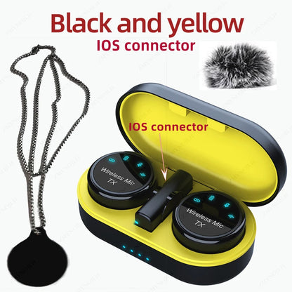 Magnetic Wireless Lavalier Microphone Noise Canceling Necklace Windproof Cap Audio Video Recording Microphone for Smartphone