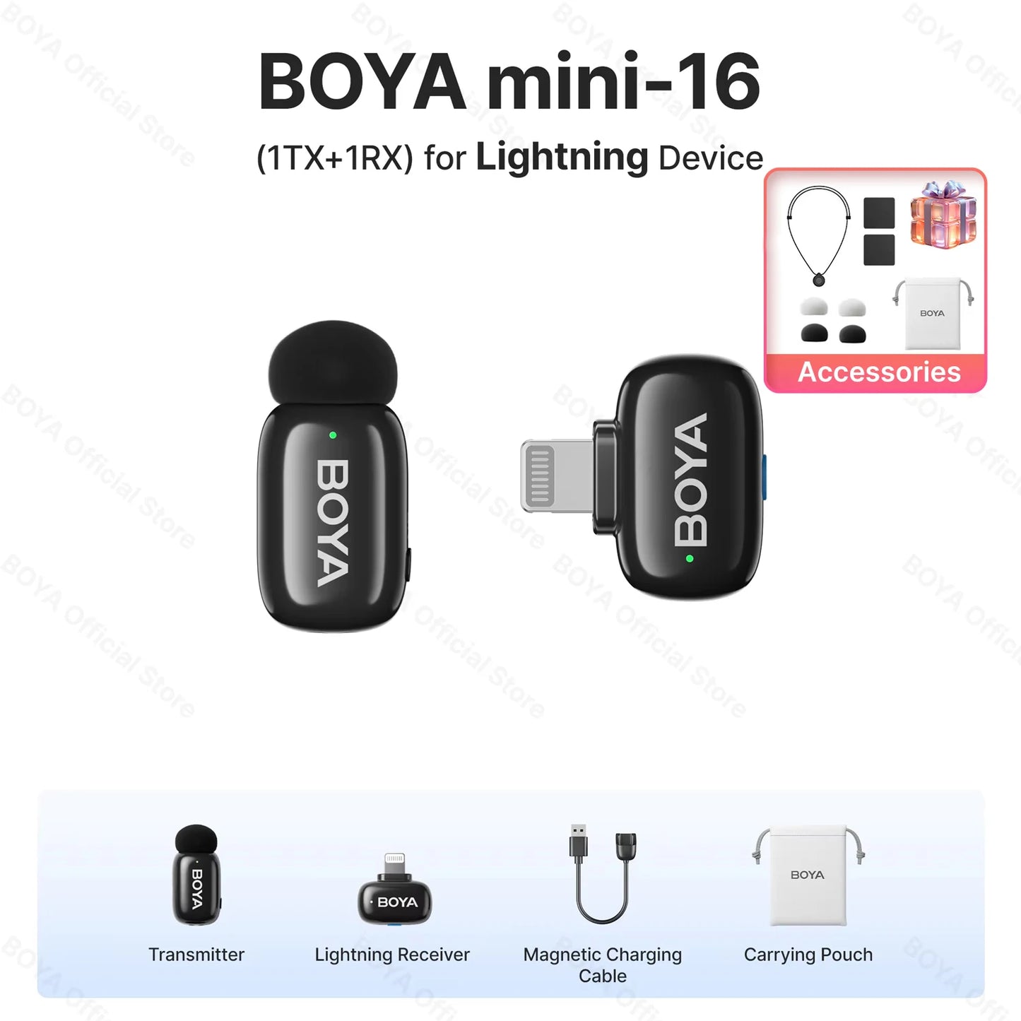 Mini Wireless Lavalier Microphone for iPhone 15/16 Android Phone USB-C Devices for Live Streaming Video Recording Vlog