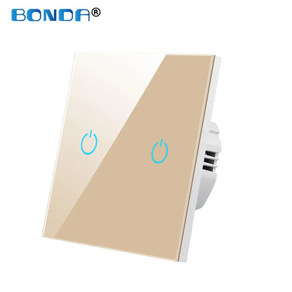 Wall Touch Switch 220V EU Standard Tempered Crystal Glass Panel Power 1/2/3 Gang Sensor Switches Waterproof 86 Interruptor