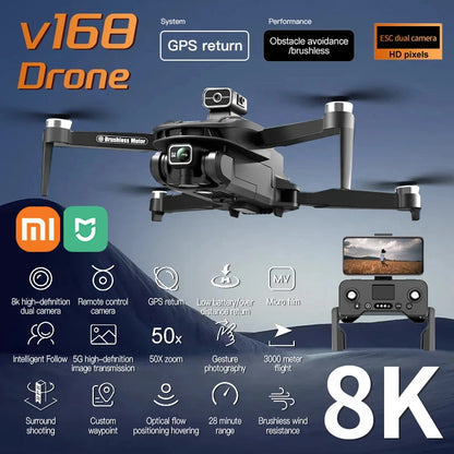 V168 Drone 8K 5G WIFI GPS Professional HD Aerial Photography DualCamera Omnidirectional Obstacle Avoidance Original