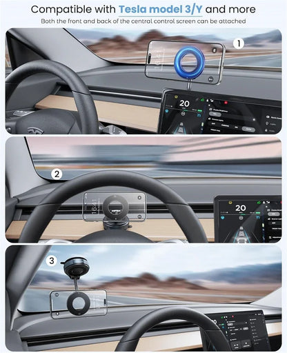 360° Adjustable Vacuum Suction Magnetic Bracket Car Phone Holder for Magsafe IPhone Samsung Foldable Magnet Mag Safe Stand Mount