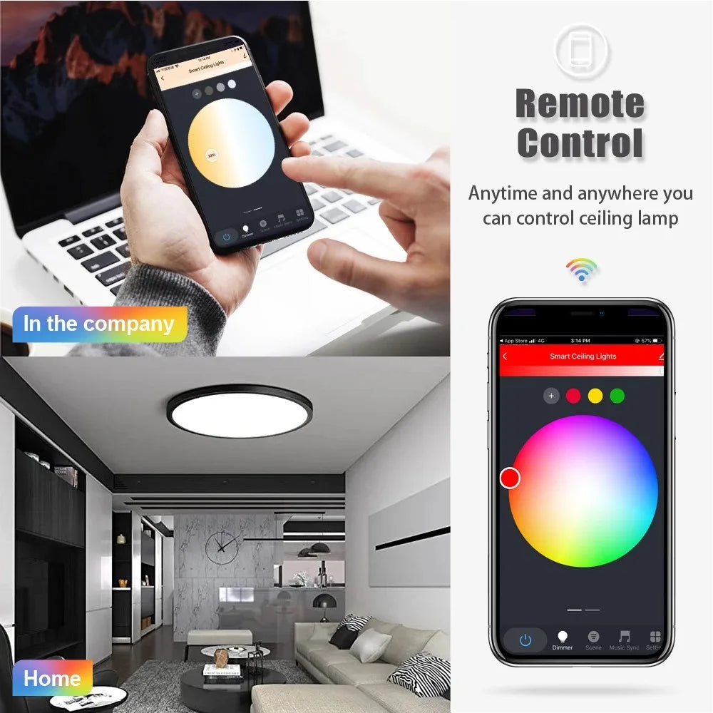 Zigbee 3.0 Ceiling Light Wifi RGB Remote Control APP Alexa Google Voice Dimmable Living Room Bedroom Home LED Smart Ceiling Lamp