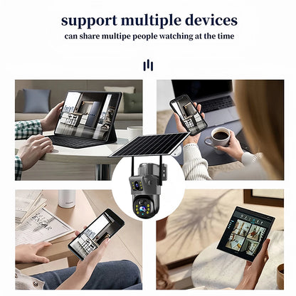 Solar Camera Outdoor 8MP 4K Dual Screen WIFI IP Monitor IP66 PIR Human Detection Security Video CCTV Surveillance Camera V380Pro
