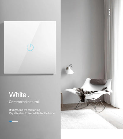 Wall Touch Switch 220V EU Standard Tempered Crystal Glass Panel Power 1/2/3 Gang Sensor Switches Waterproof 86 Interruptor