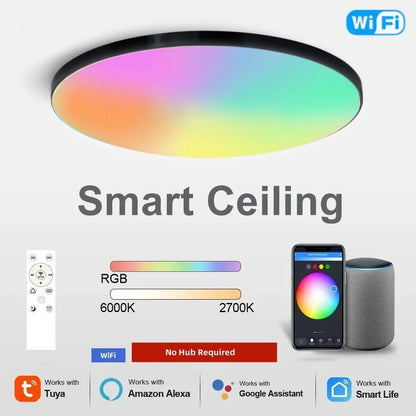 Zigbee 3.0 Ceiling Light Wifi RGB Remote Control APP Alexa Google Voice Dimmable Living Room Bedroom Home LED Smart Ceiling Lamp