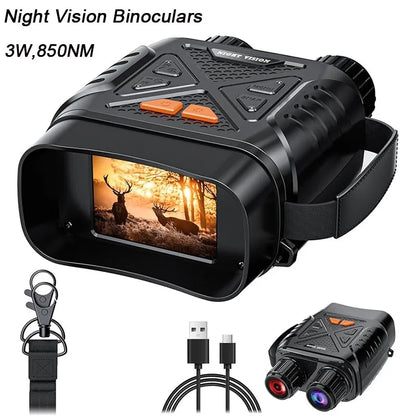Night Vision Binoculars 1080P - 10x Digital 800m Full Dark Infrared Night Vision Telescope Goggles 2.8” Large Screen For Camping
