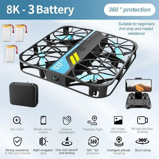 Drone V37 with Camera 8K HD Easy To Carry WiFi FPV Dron Pocket Rc Helicopter Quadcopter Family Toys Gift