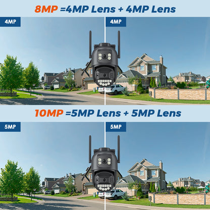 5K 10MP HD Wifi PTZ Camera Outdoor 8MP Dual Lens Dual Screen AI Auto Tracking IP Camera CCTV Audio Video Surveillance P2P O-KAM