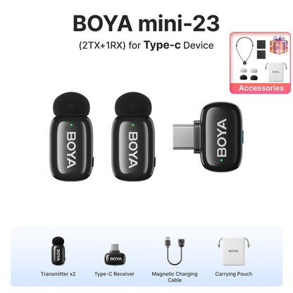 Mini Wireless Lavalier Microphone for iPhone 15/16 Android Phone USB-C Devices for Live Streaming Video Recording Vlog