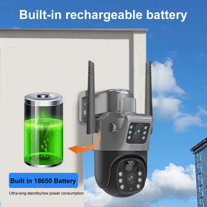 Solar Camera Outdoor 8MP 4K Dual Screen WIFI IP Monitor IP66 PIR Human Detection Security Video CCTV Surveillance Camera V380Pro