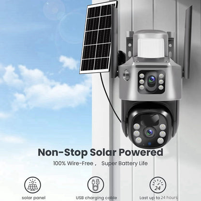 Solar Camera Outdoor 8MP 4K Dual Screen WIFI IP Monitor IP66 PIR Human Detection Security Video CCTV Surveillance Camera V380Pro