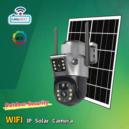 Solar Camera Outdoor 8MP 4K Dual Screen WIFI IP Monitor IP66 PIR Human Detection Security Video CCTV Surveillance Camera V380Pro